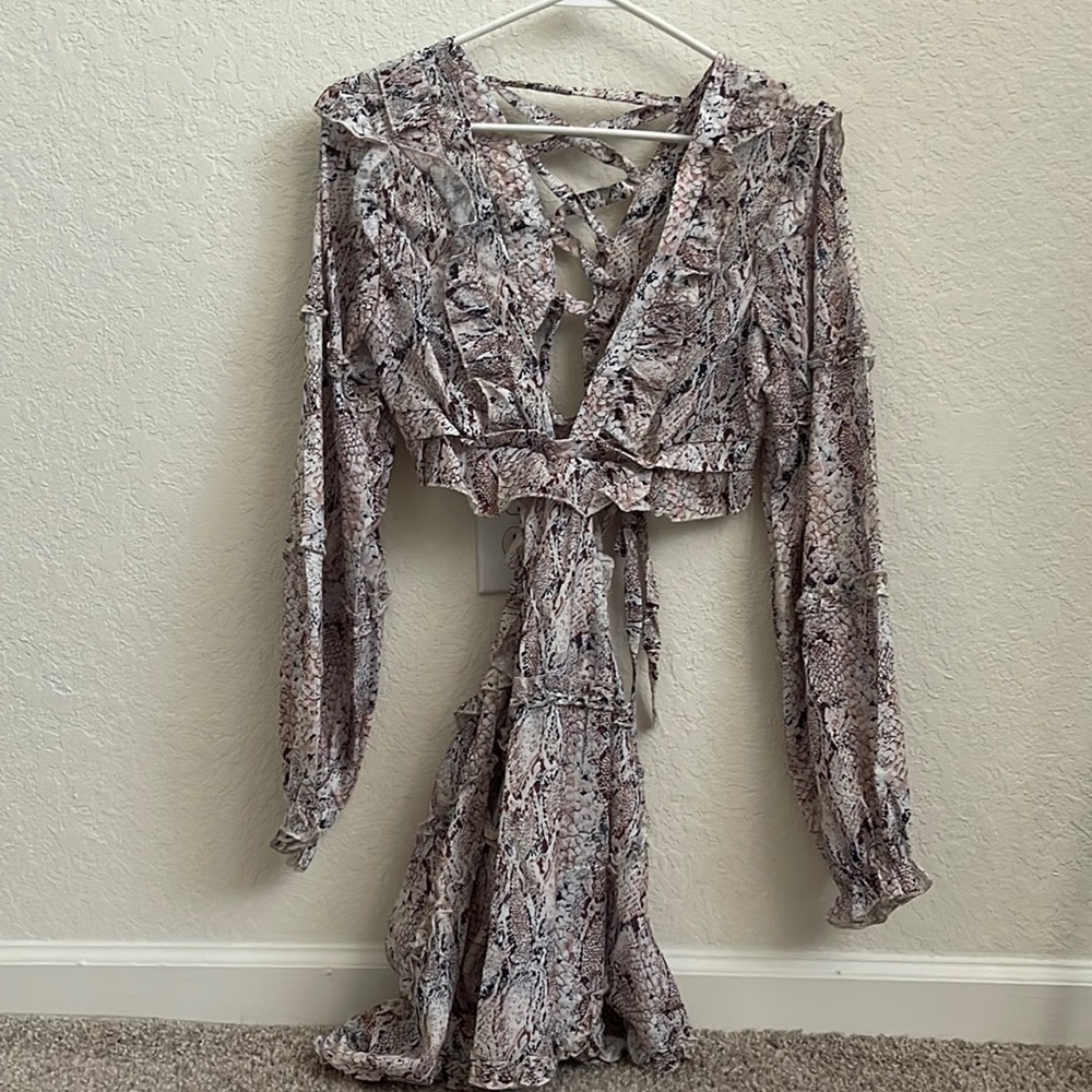 Reptile Skin Long Sleeve Dress